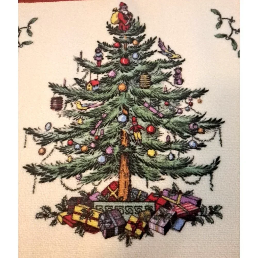 NEW Spode Christmas Tree Rug Floor Door Mat Bath Rug Non Skid Festive NWOT 20x30